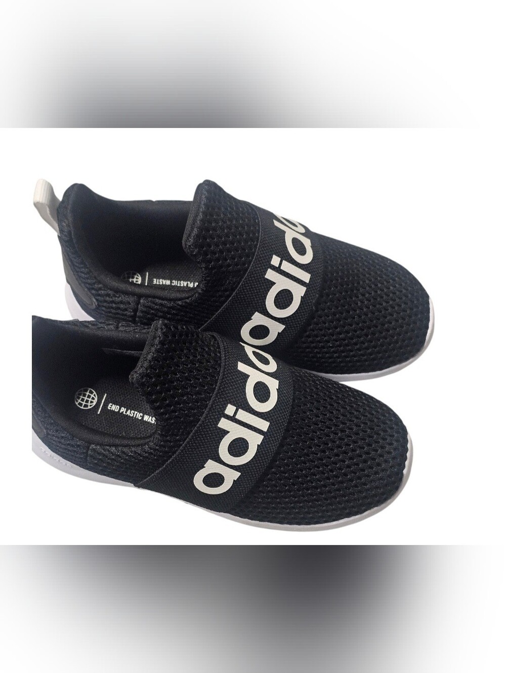 adidas Kids Slip-On Sneakers in Black and White Size 10k New Without Tags